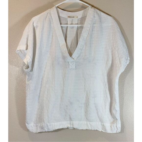 Marine Layer Sheer Lightweight Bali White Shadow Stripe Tunic Women's Large - Picture 3 of 12